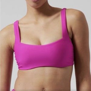 Athleta Square Neck Bra Cup Bikini Top Electric Fuchsia Pink 34D/DD NWT